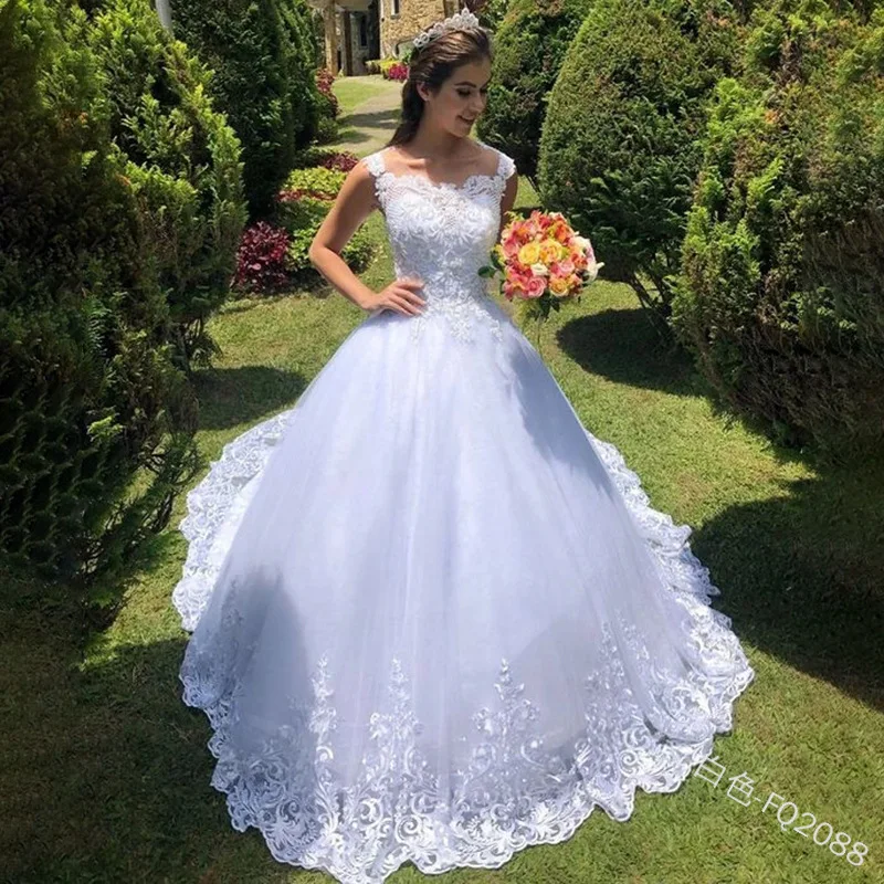 

2021 High Quality White Vestido De Noiva Bridal Tulle Marriage Women Lace Wedding Dress Bridal Gown Mermaid White Wedding Dress, Picture