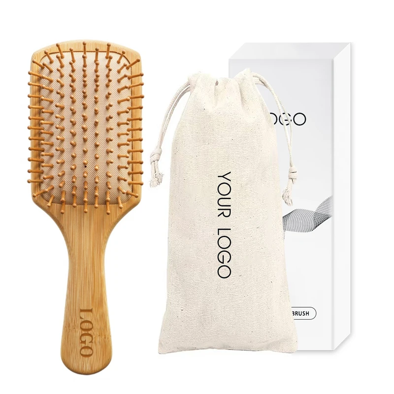 

Scalp Massage Natural Wooden Bamboo Paddle Detangling Hair Brush