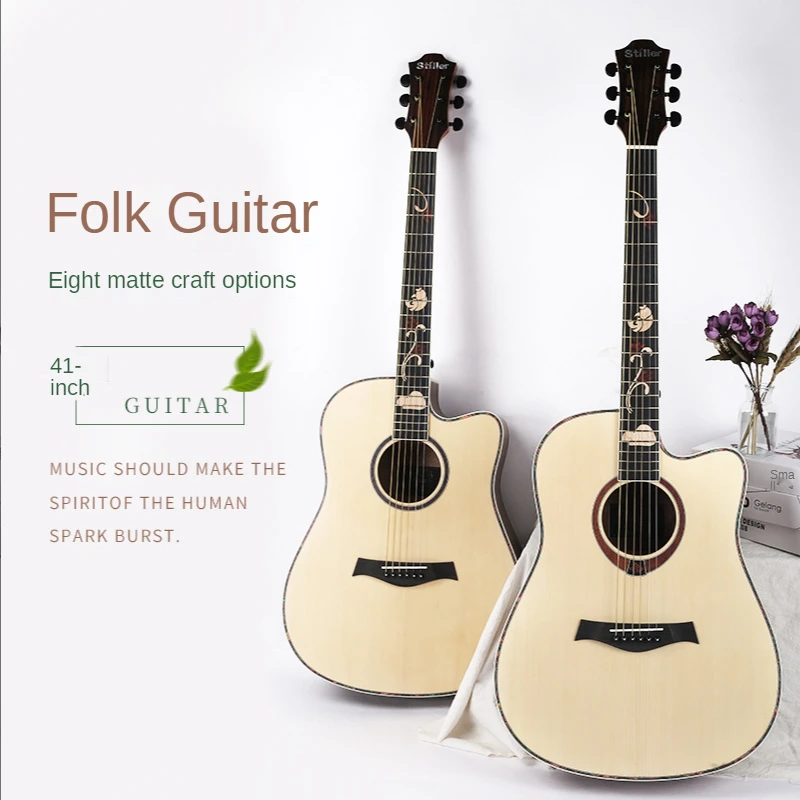 

Veneer Acoustic Guitare Spruce Graffiti Fingerboard Adult Acoustic Musical Instrument folk guitar, Picture