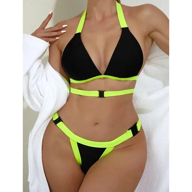 

New Color Contrast Sexi Thong Bikini Set 2022 Swimwear, As pitures/customized colors