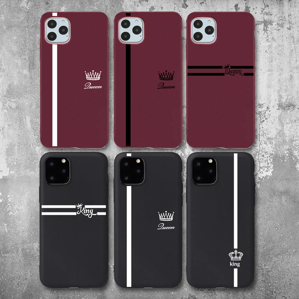 

King Queen Lovers Couple Pattern TPU Case For iPhone 5/6/7/8 Plus Xs Max TPU UV Printing Cover for iPhone 11/12 Pro Max SE 2020