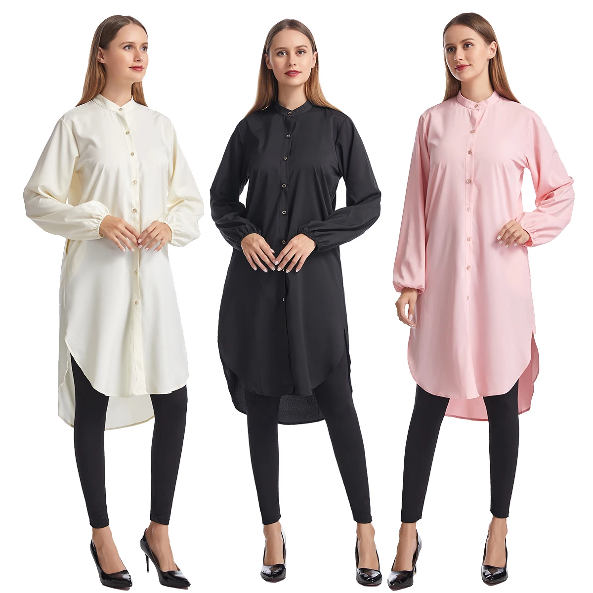 

Women Solid Color Loose Shirt Dresses Long Sleeves Casual Fashion Spring Summer African Large Size Ladies Vestidos Female S-3XL