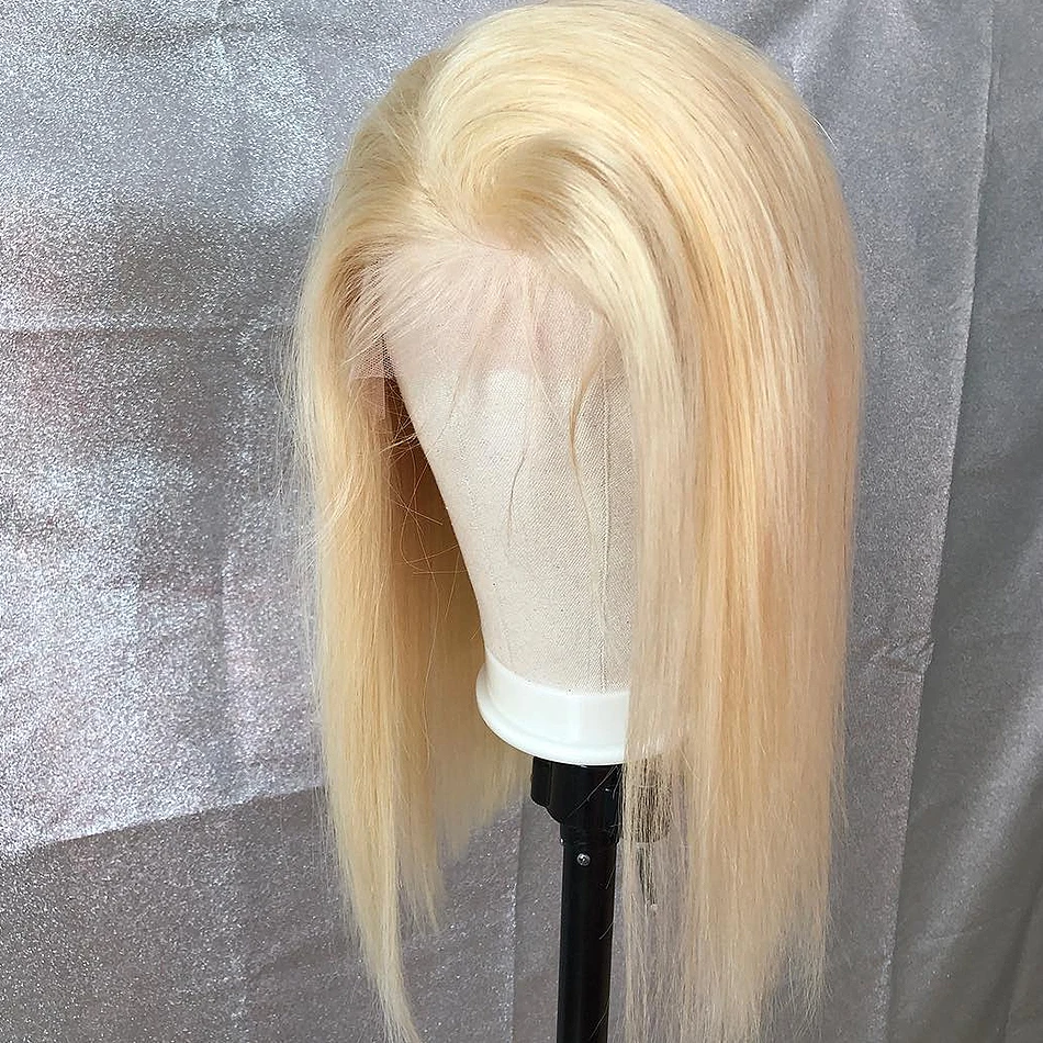 

Addictive Cuticle Aligned Brazilian Virgin Human Hair 13x4 Transparent Lace Frontal Wig 613 Blonde Hair Lace Front Bob Wig