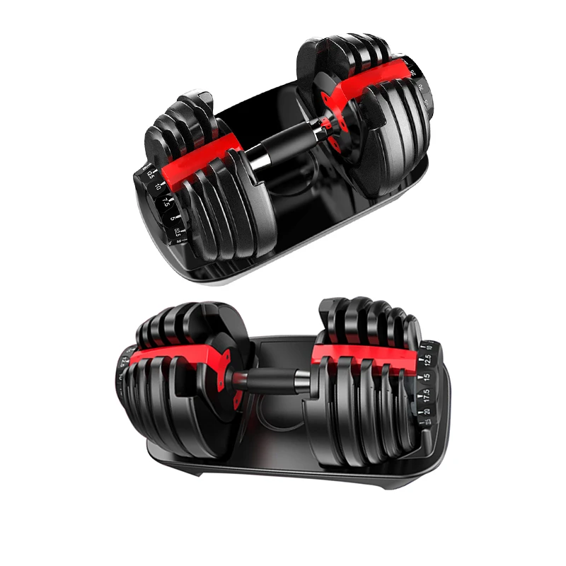 

2021 Agreat Wholesale Exercise Workout Cheap 52.5 LB /24 KG Adjustable Dumbbell, Black/red