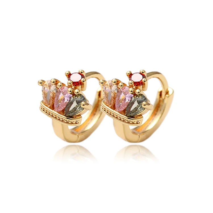 

mini ring Queen stone hoop earring