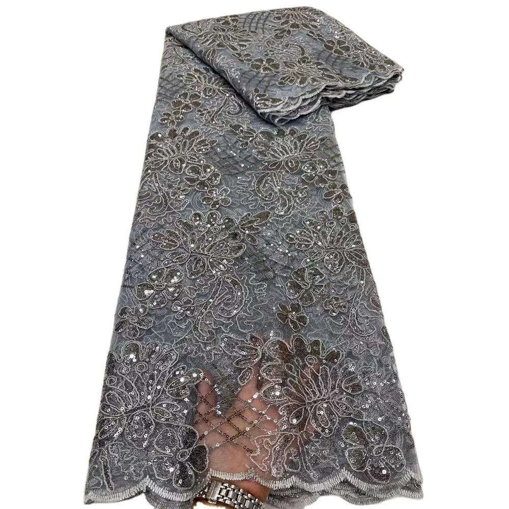 

Sinya New Design Lace Fabric Embroidery Beautiful Women Dress Sequins Lace Fabric High Quality Net Sequins Fabric