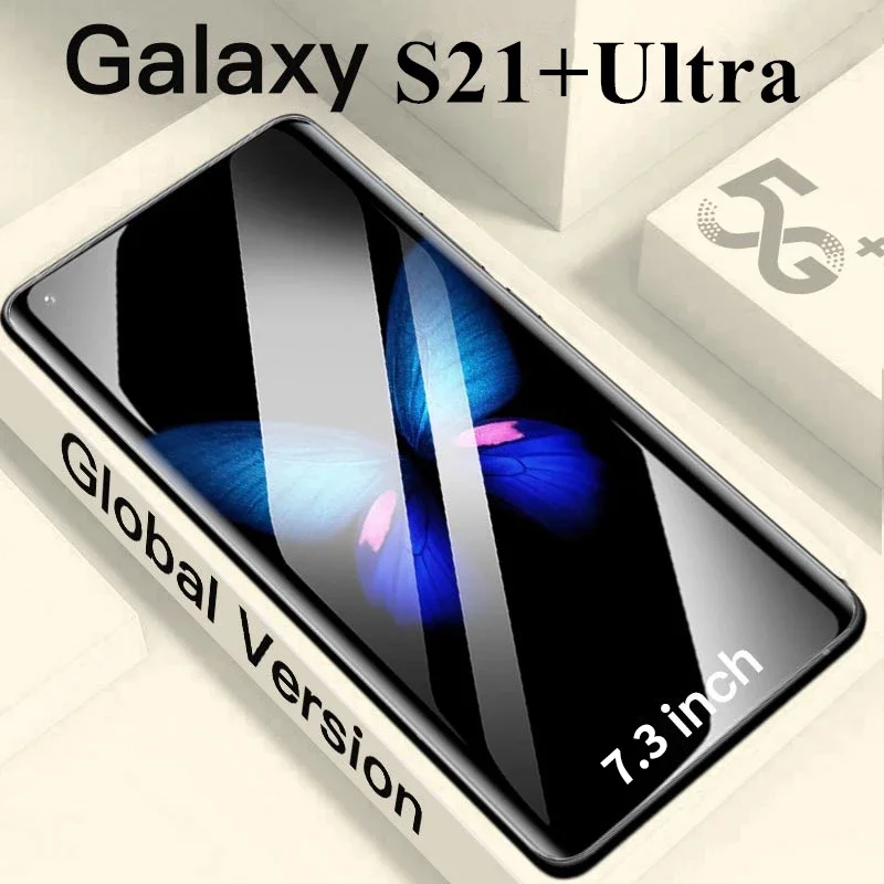 

New SmartPhone S21+Ultra 7.3 inch Full Display 12GB +512GB 24MP+48MP Facial Recognition 4G 5G Dual SIM GPS Celular Mobile Phones, Green,blue,gold