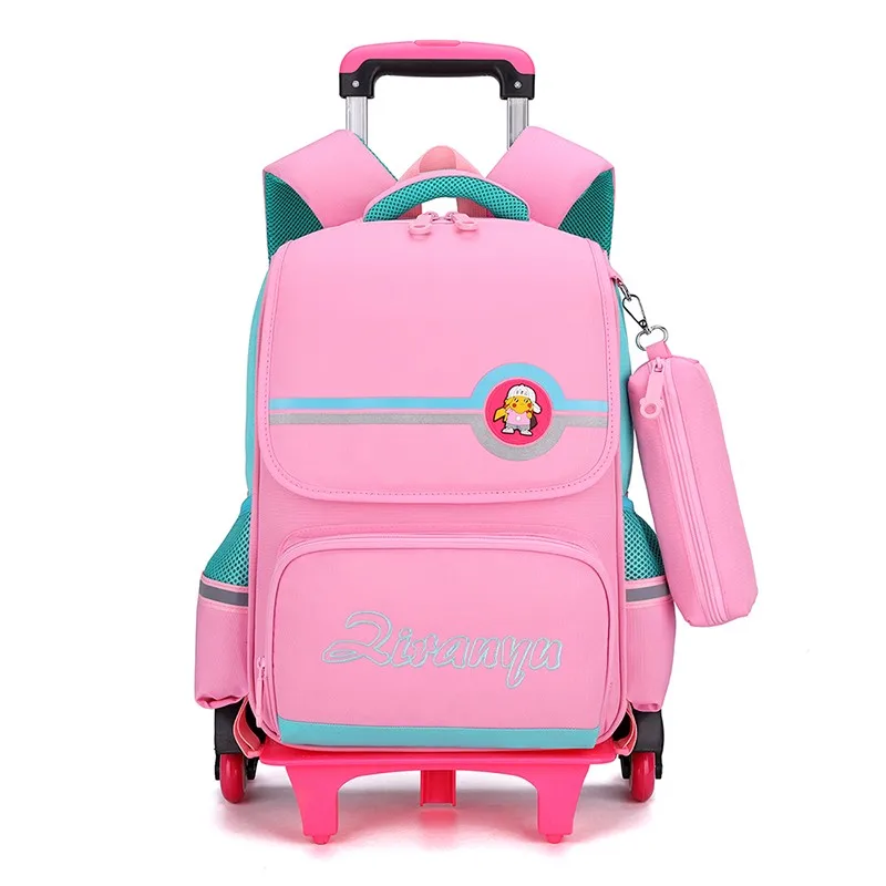 

student backpack book bag trolley bags for kids school bags with trolley wheeled, Blue, red, pink