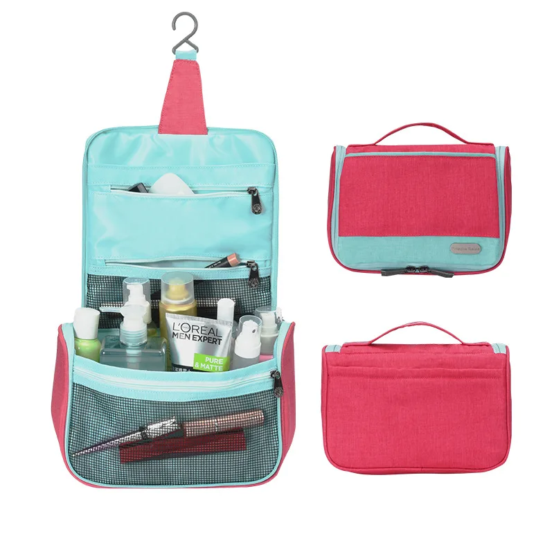 

2021new travel Toiletry bag is waterproof and can be pulled fabric makeup bag double zipper makeup bag