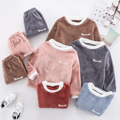 

Coldker Winter Children Fleece Pajamas Warm Flannel Sleepwear Girls Loungewear Coral Fleece Kids pijamas Homewear Boys Pyjama