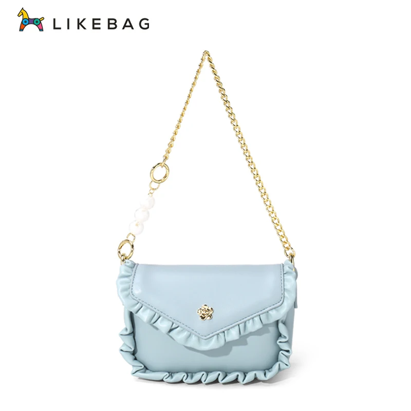 

LIKEBAG new hot sale fashion casual soft cloud messenger bag with pearl