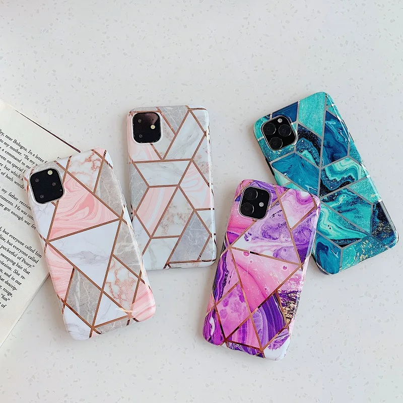 

2020 Gold Blocking Marble Case Shockproof Hard PC Protect Mobile Phone Accessories for iPhone 11/iPhone 11 Pro/iPhone 11 Pro Max