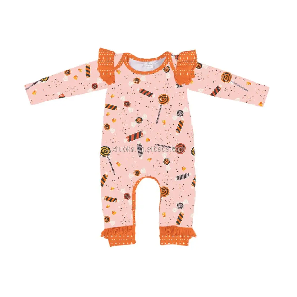 

2021 Newborn Toddler Clothes Soft Milk Silk Long Sleeve Halloween Girl Boutique Romper, Picture