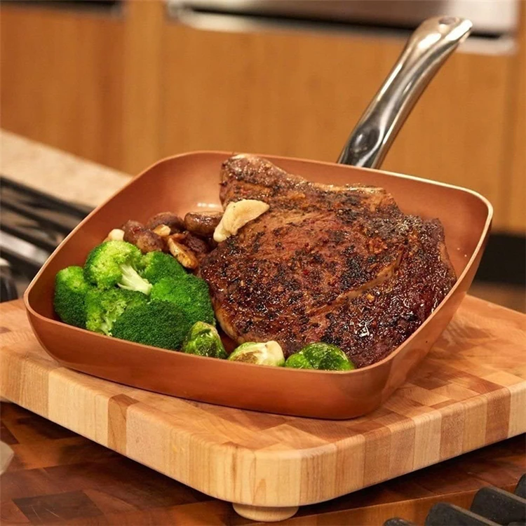 

Non Stick Square Copper Ceramic Coating Frying Pan With Induction Bottom