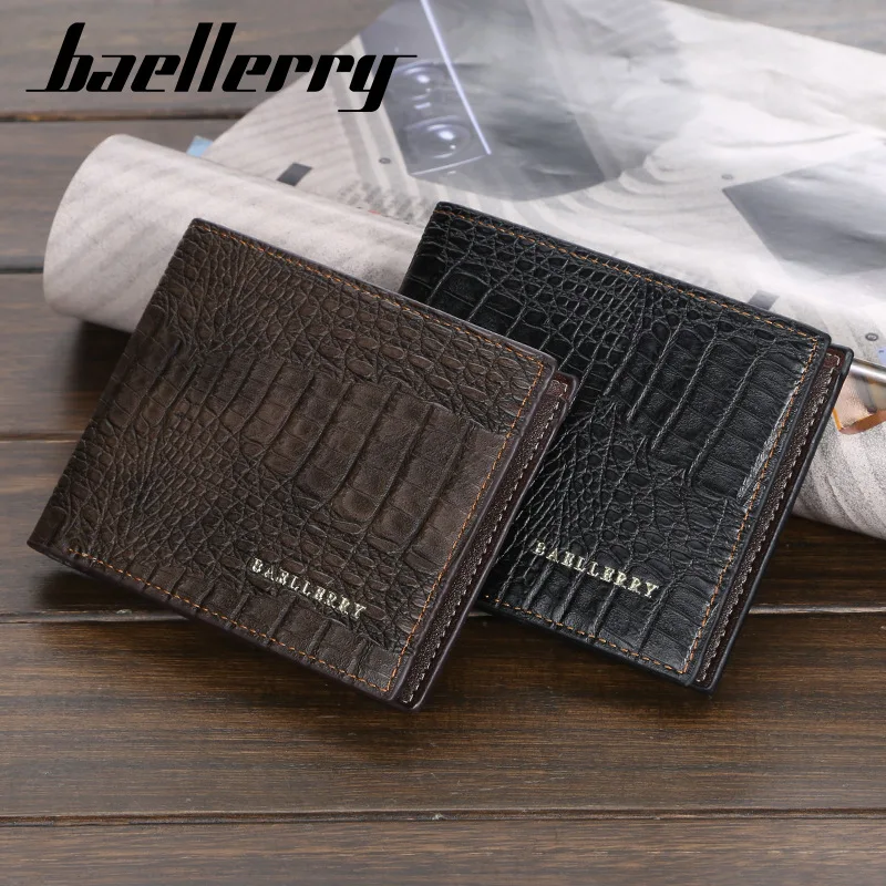 

Fashion Baellerry DR030 men's new 3 fold multi-card money clip crocodile pattern short wallet