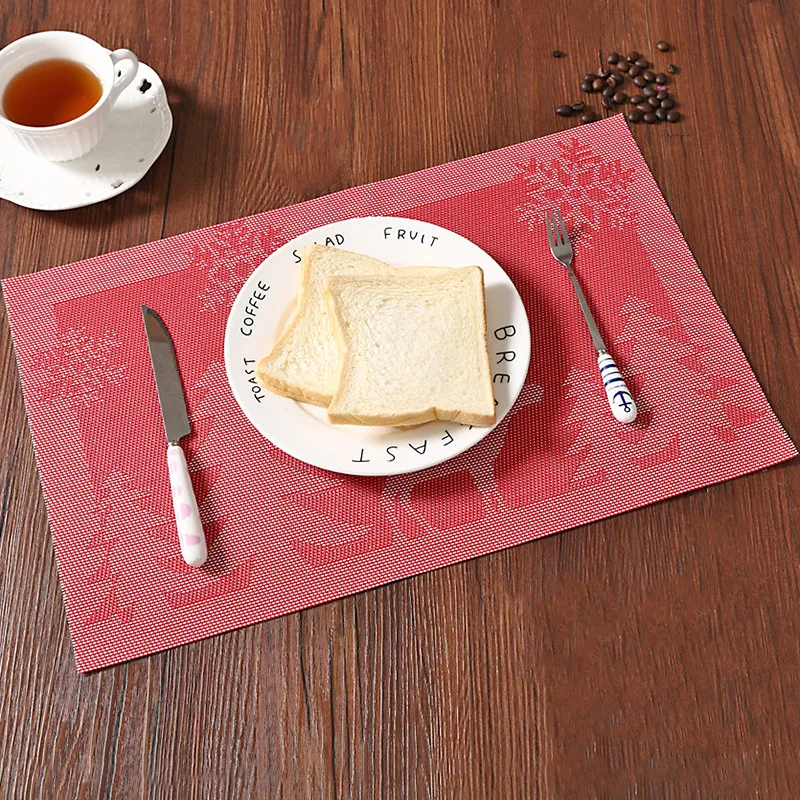 

Snowflake Pattern Table Mat Woven Mesh Table Mat Insulation Pad Washing Quick-drying Non-slip Table Mat, As shown
