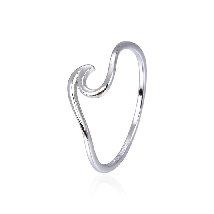 

Women Jewelry Simple White Zircon Wave Ring Sterling Silver 925, Customized color