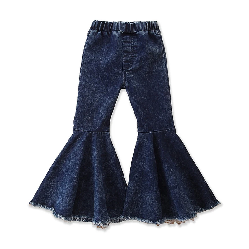 

2020 new arrive blue distressed flare kids denim pants little girls jeans for fall, As picture show