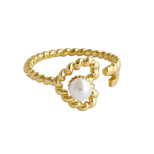 

Ready to Ship High End Gold Plated Ring Pearl Ring Silver