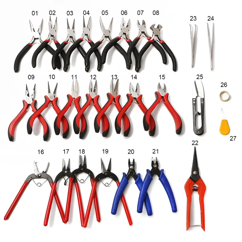 

Free Shipping Jewelry Pliers Tools Long Needle Round Flat Bent Cutting Plier Scissors Tweezers for DIY Jewelry Craft Making Tool, Black/red/blue