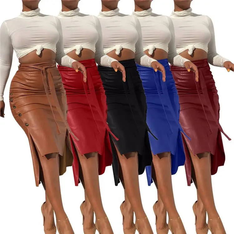 

Newest Design High Quality Women Fashion Clothing 2020 Winter Women Skirts Women Leather Skirt Ladies Skirt