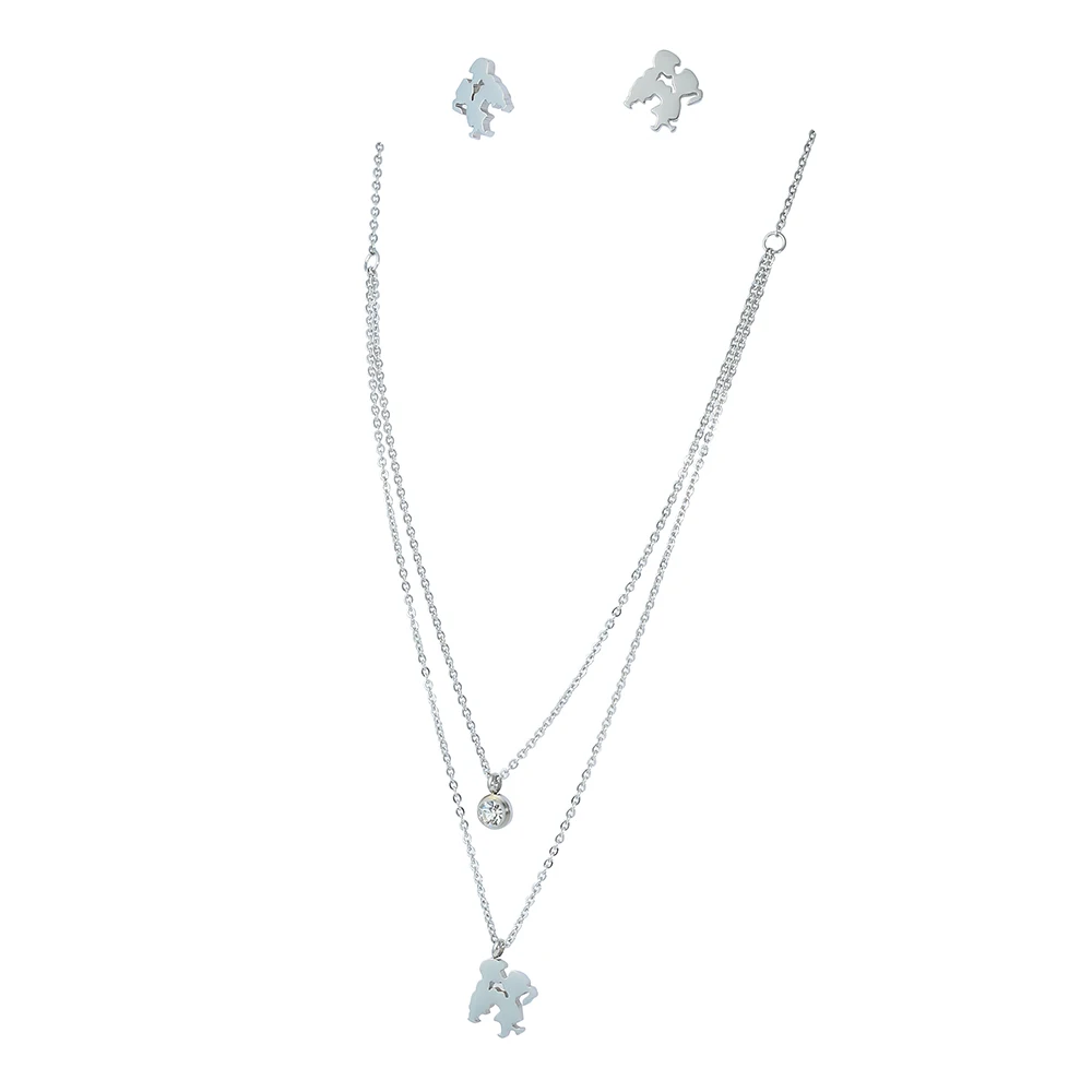 

Accessories women jewellery sets jewelry double layers necklace and earring sweet kiss