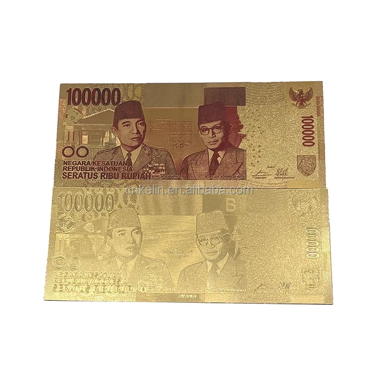 

New Indonesia 100000 money collection plastic 24k gold foil plated banknote in stock