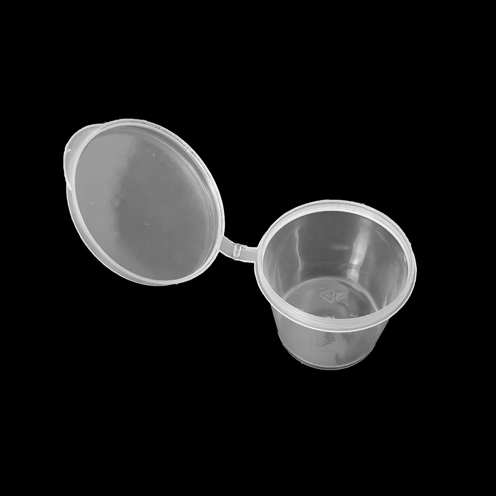 

1oz plastic sauce cup hinged lid small seasoning cup with lid takeaway soy cup