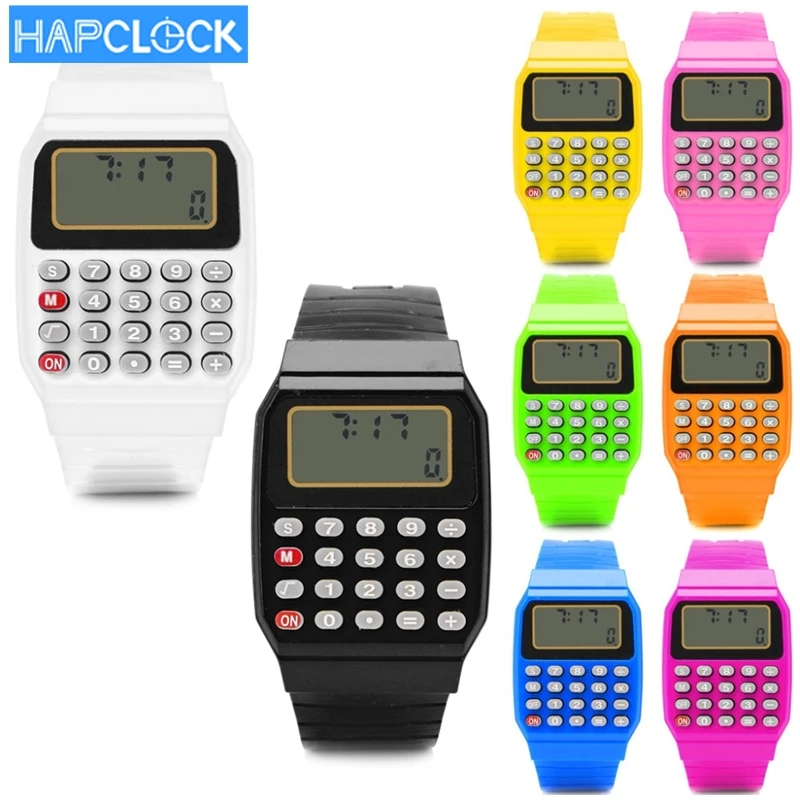 

Children Calculator Watch LED Clock Unisex Kid Silicone Multi-Purpose Date Time Electronic Wrist Watch, Picture shows
