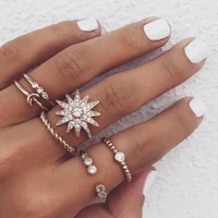 

Korean Style Delicate Beauty Flower Finger Ring Set Rose Gold Color Rings Jewelry Women