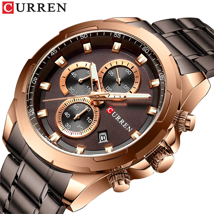 

CURREN 8354 Watches Top Brand Luxury Sport Wristwatch Auto Date Quartz Male Clock Stainless Steel Band Waterproof Reloj Hombre