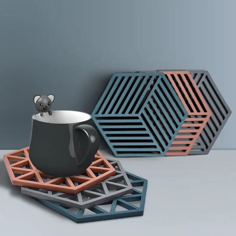

Diamond Stripe Coaster Concrete Tray Resin Mold Hexagon Flowerpot Cement Clay Tray Mold-DIY Epoxy Craft Silicone Coaster Molds