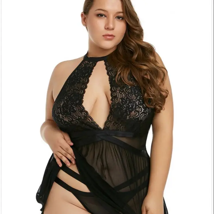 

2020 lace black transparent large size sexy lingerie
