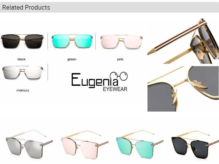EUGENIA high fashion cool Sun glasses design colorful mirrored metal designer sunglasses for men