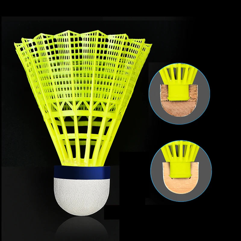 

wholesale professional tournament 6pcs high quality yellow brand outdoor nylon badminton shuttlecock