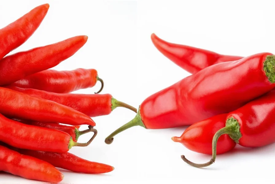 Close-up comparison of cayenne pepper powder versus crushed red pepper flakes showing texture differences
