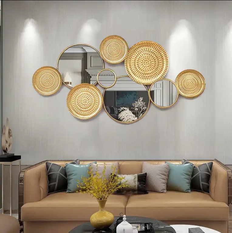 115*58cm Sales Light Luxury Style Sofa Background Metal Wall Hanging Mirror Gold Wall Mirror Decoration