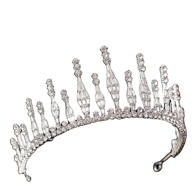

Crystal Bling Wedding Hair Accessories Crystal Tiaras Pearl Handmade Bridal Round Crowns For Wedding