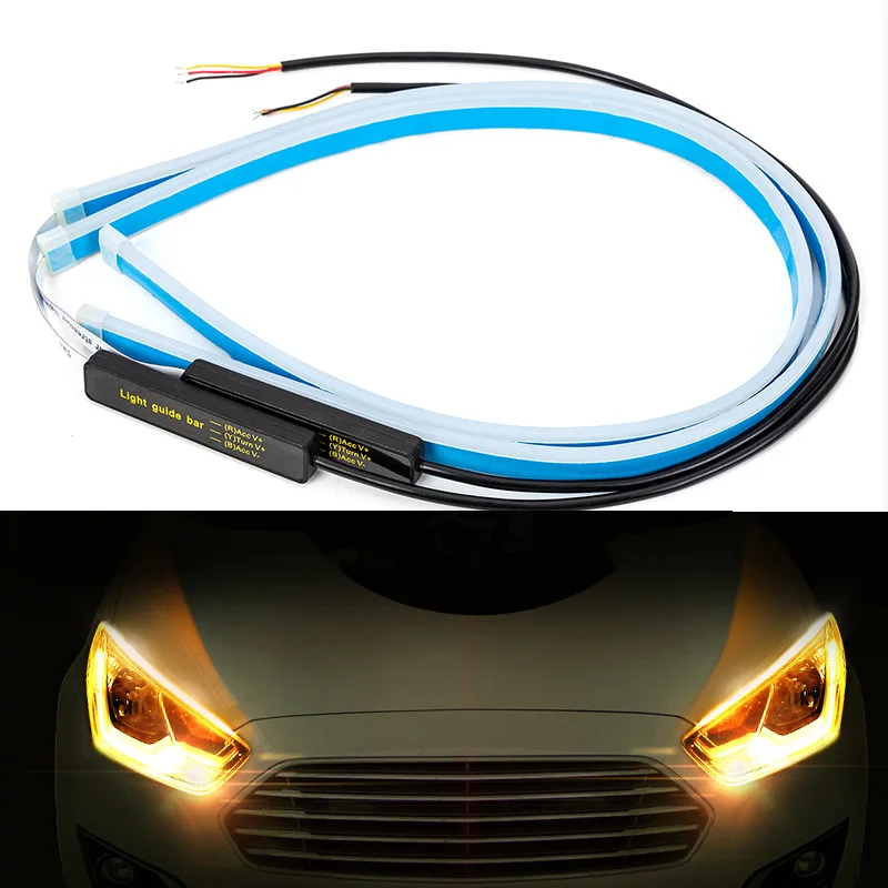 

Yosovlamp 45CM 60CM Ultra-thin 60CM Car Flexible angle flexible led strip DRL Light-Guide Strip White/Yellow flexible led drl