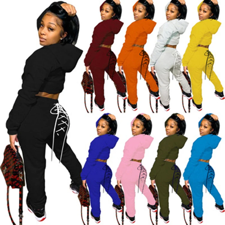 

(RTS 0.6) A8711 Wholesale women fashion casual hoodie boutique clothing two piece jogger set fall clothing for women