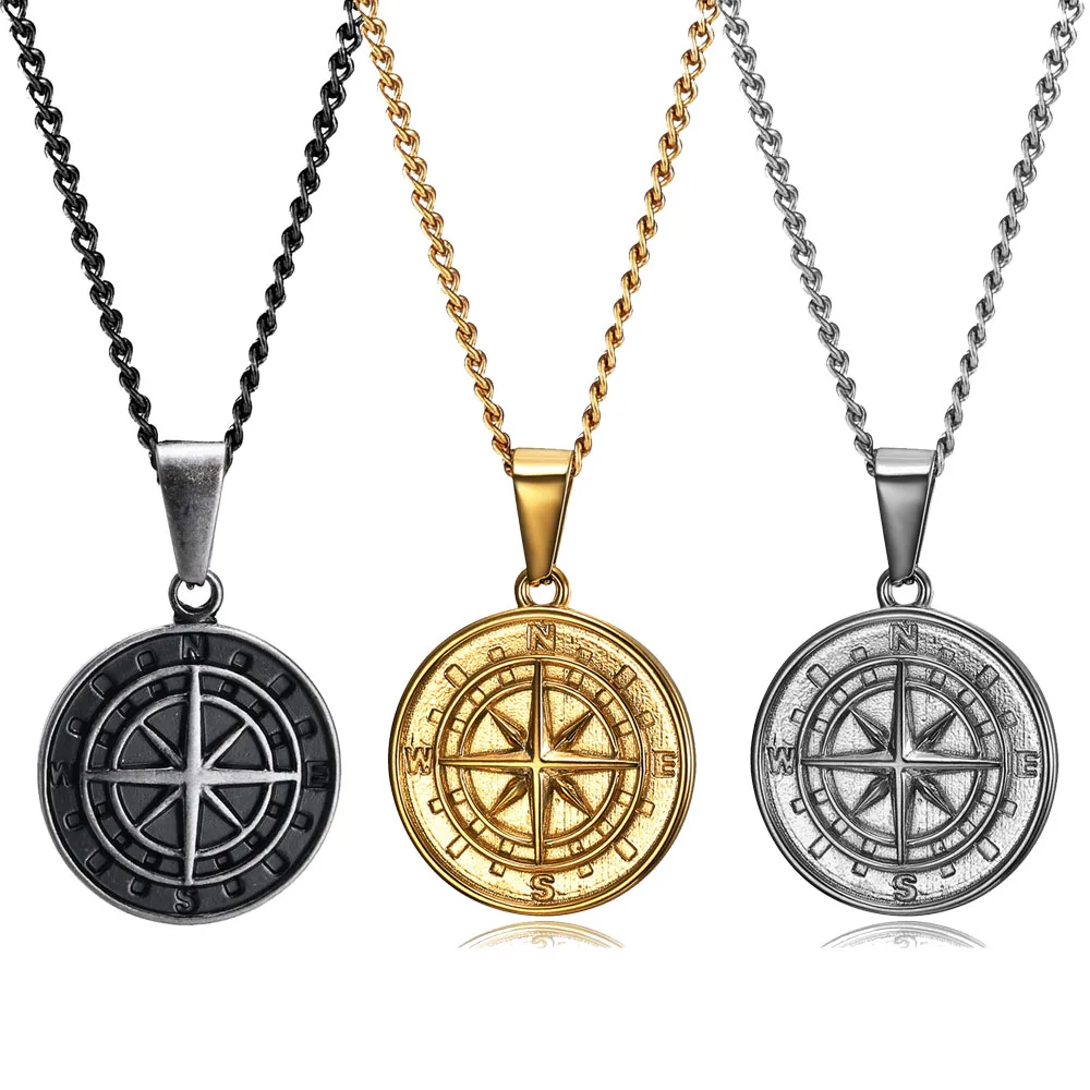 

Black Compass North Star Pendant Necklace For Men Nautical Jewelry Vintage Necklace Mens Jewellery Compass Travel Mens Necklace