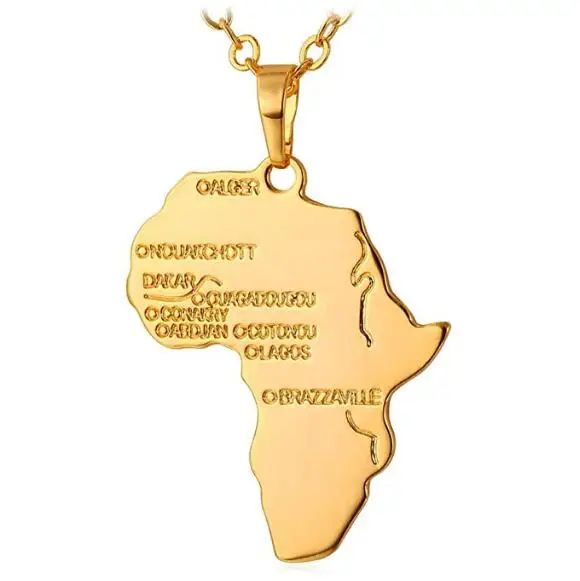 

Hip Hop Jewelry Long Chain Pendant Africa Map Necklace for Man