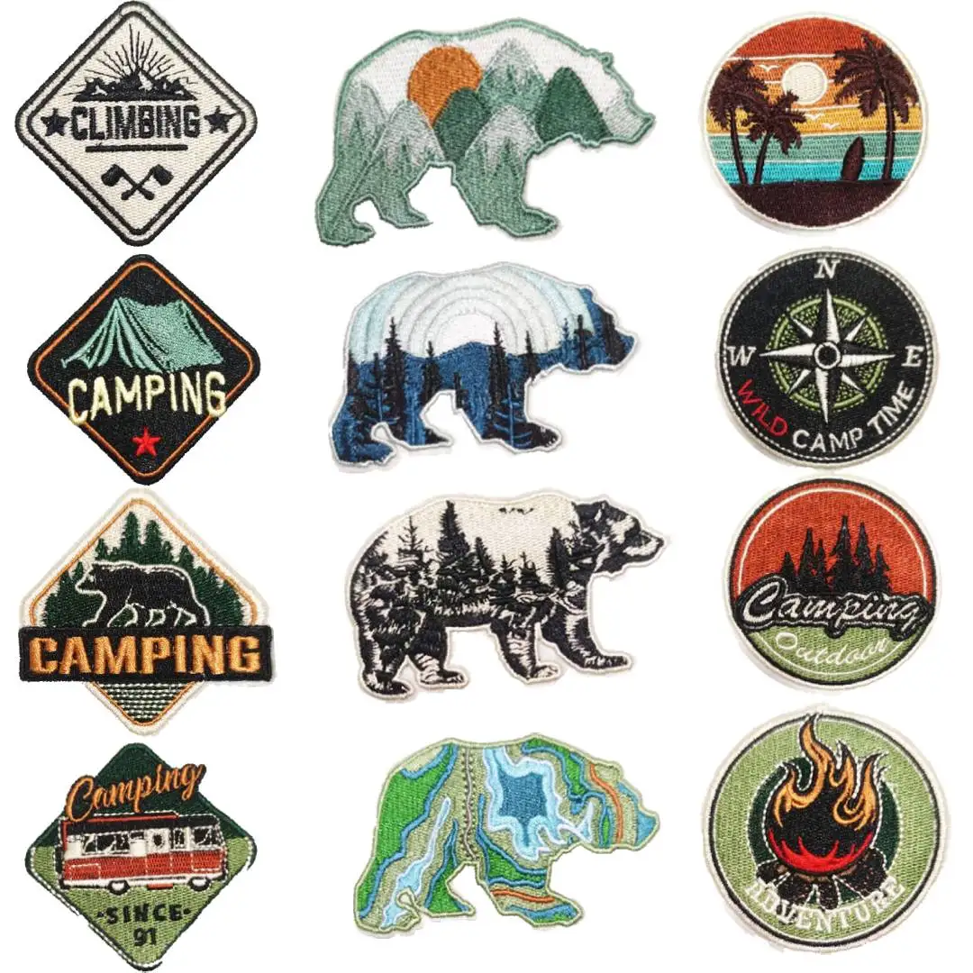 

NODA High Quality iron on embroidery Camping Patch for outdoor overcoat hat decoration