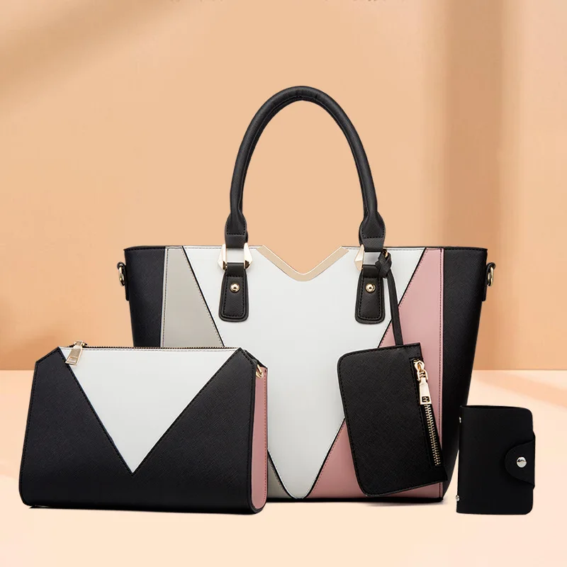 

2021 Wholesale New Luxury Designer Pu Leather Ladies Hand Bags Set 4 In 1 Handbag Sets For Women