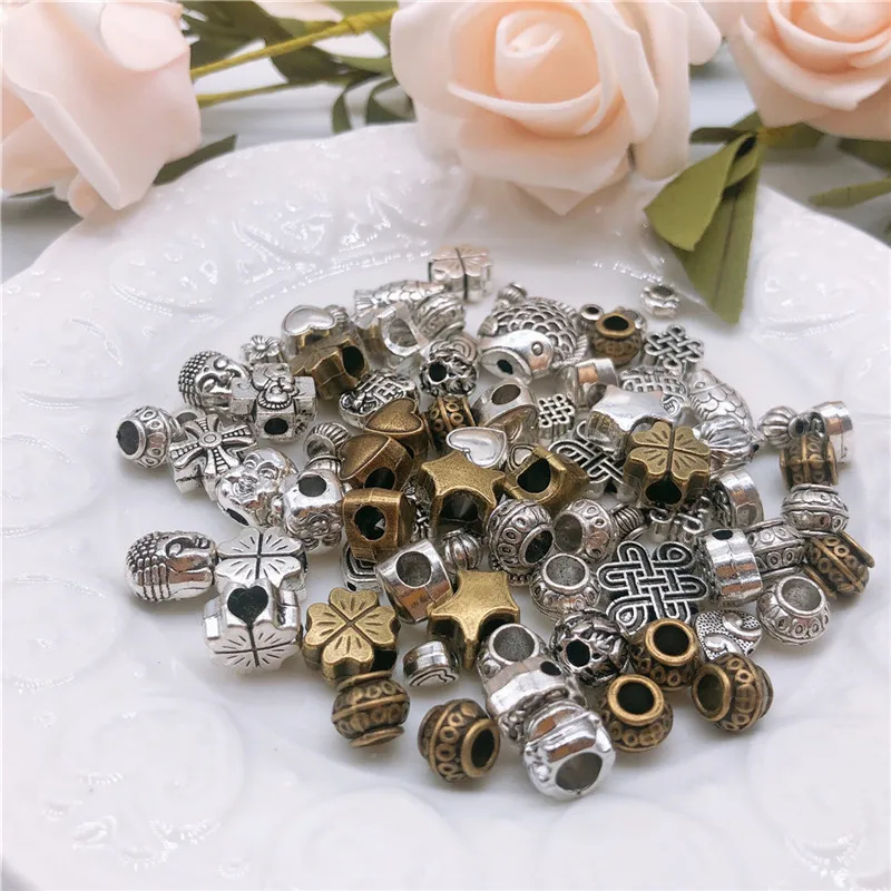 

DIY Jewelry Accessories Handmade Bracelet Necklace Transfer Beads Tibetan Silver Retro Alloy Metal Custom Large Hole Beads