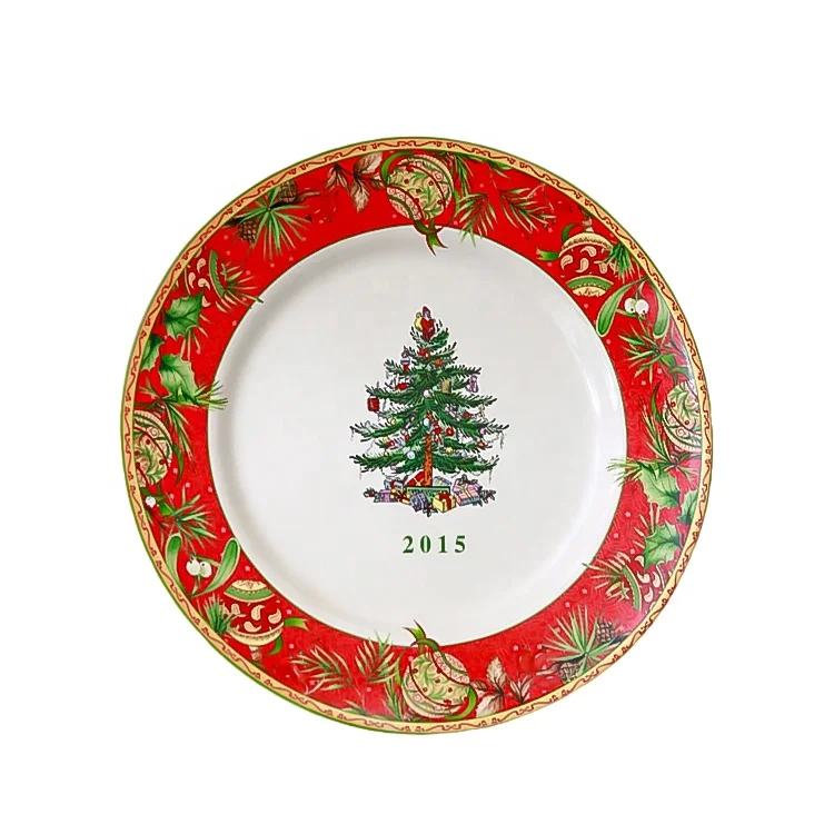 

Wholesale High Quality Protection Christmas Tree Circle 7.5 Inch Ceramic Sushi Pizza Plate, Print