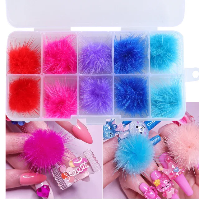 

Kawaii Accessories Nail Hair Ball Removable Magnetic Pompom for Nail Art Decoration Ornament