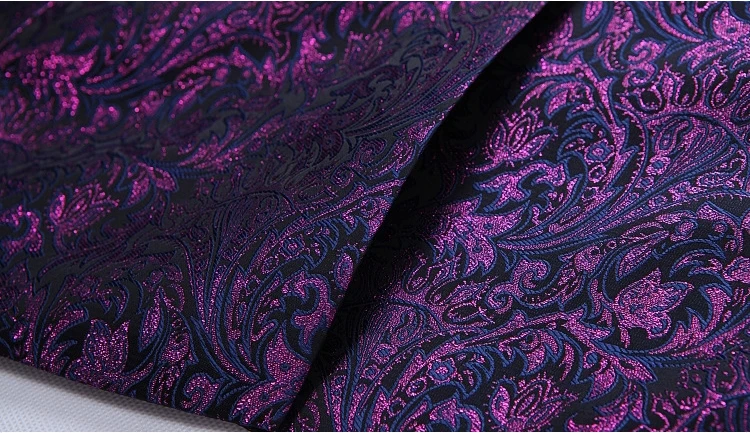 Purple Paisley Floral One Button Suits Jacket Pants Men Stage Party Wedding Groom Suit