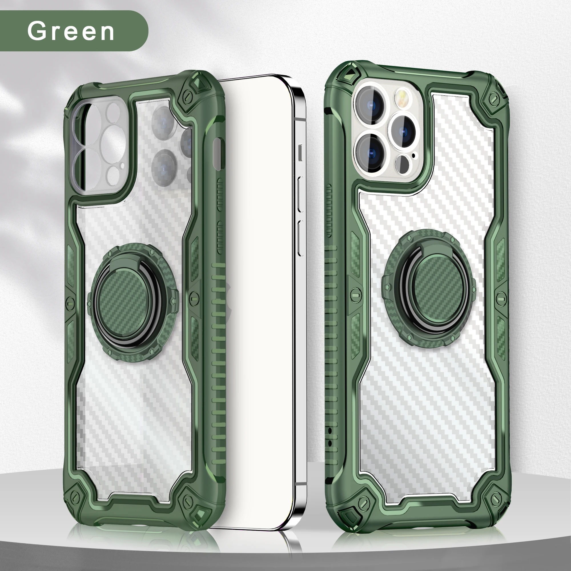 

360 Degree Rotation Magnetic Kickstand Mobile Phone Cover Transparent PC TPU Shockproof Phone Case For Iphone 12 13 Pro Max, 5 colors
