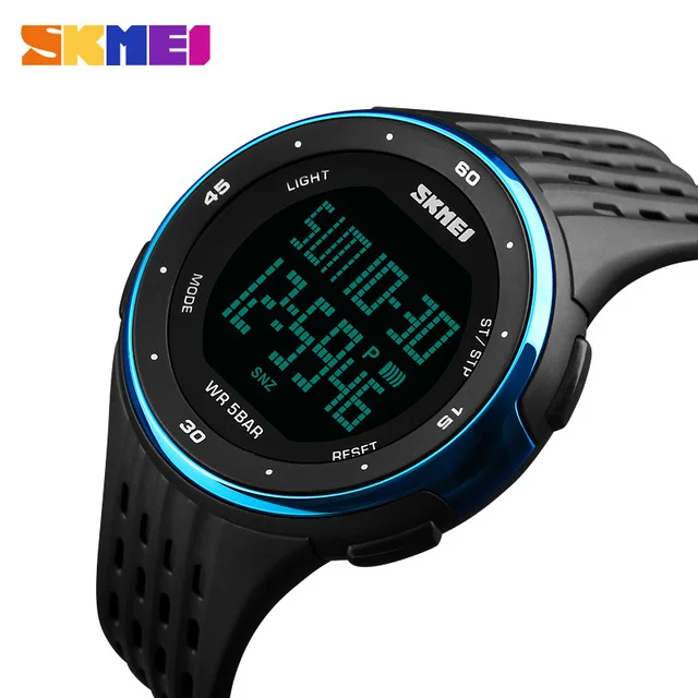 

SKMEI 1219 new arrival black womens digital watch original Silicone band double time Calendar LED moq 1 sports wrist watch